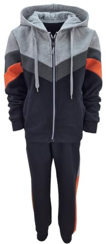 Fashion Boy Warmer Jogginganzug Freizeitanzug Kinder Hausanzug in Schwarz/Grau, Gr. 110-116, JF901.6