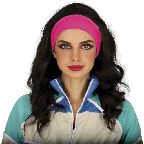 FIESTAS GUIRCA Haarband in Neon-Fuchsia (Einheitsgröße), Retro-Kostüm-Accessoire für 80er-Jahre, Sportpartys und Karneval, ideal für Erwachsene, Unisex, Fuchsia