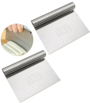 HZAOPZE 2 pcs Edelstahl Teigschneider Mit Messskala Teigschaber Teigkarte Teigspachtel Schaber Küche Für Kuchen, Cake,Pizza, Torte, Dough,backutensilien(15 * 12cm)
