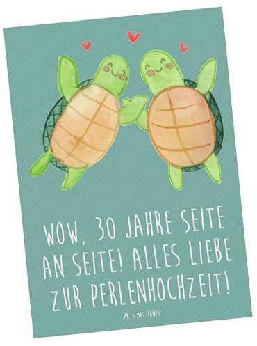 Mr. & Mrs. Panda Grußkarte 30. Hochzeitstag Perlenhochzeit - Geschenk, Kunstkarten, Ansichtskarten, Geschenke, Symbol, handgefertigte Produkte, Postkarte, bildkarte, Postkarten, 30 Jahre Ehe, Weisheit