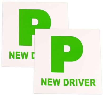 Pack of 2 Fully Magnetic Green P Plates for New Drivers, P Plates Magnetic Easy to Move without Scratching Painting off, Weatherproof Pass Plates for Car, New Driver Sticker