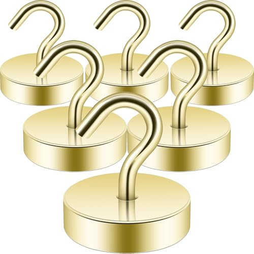 Neosmuk Magnethaken,30kg Magnet Haken Extra Stark für Spind Organizer,Neodym Magnete,Haken Magnetisch Sehr Stark für Werkstatteinrichtung,Heckzelt,Grill,Kleiderhaken,Gold