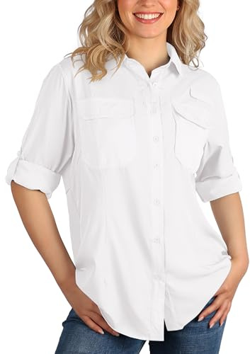 33,000ft Camisa para mujer UPF50 con protección UV, secado rápido, con botones, transpirable, para senderismo, safari, ropa para ocio, pesca, viajes