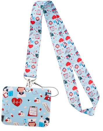 JEYORZY Porta badge identificativo con cordino staccabile per, Porta Badge con Cordino Porta Badge da Collo per ID Cards e Cellulare per Medico Infermiera Ufficio Scuola Donna Uomo(Verde 2)