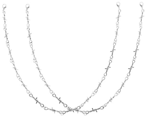 JUMPLAWN Dornenhalskette metallkette Silbernes Stacheldrahtarmband Hosendekorationskette Einstellgürtel geflochtener Einfädler Anhänger für Kette klobiger Halsreif Zinklegierung Silver