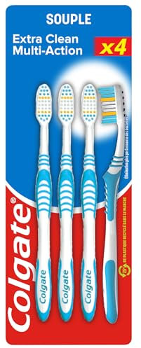 COLGATE - Brosse à dents Triple Action Souple - Nettoyage Interdentaire - Blancheur Naturelle - Haleine Fraîche - Lot de 3 Brosses