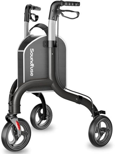soundfuse Lightweight 3 Wheel Walkers for Seniors, Foldable Aluminum Frame