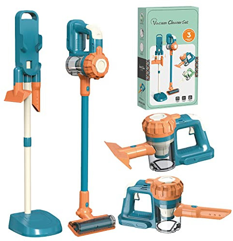 BAYMI Aspirateur Enfant Fonctionnel 3-en-1, Aspirateur Jouet Enfant avec Aspiration Réelle, Jouet Éducatif pour Un Jeu Réaliste dès 3 Ans
