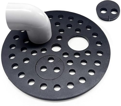 Baudelun 8 inch Drain Cover with Integrated Ports, Floor Drain with Removable Round Disc, 8 Garage Drain Cover Replacement Solution, Floor Strainer, 1PCS