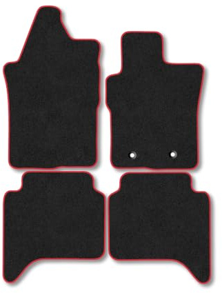 Ford Ranger (2022+) Carpet Van Mats | Red Edge Trim Tailored Fit Floor Mats Full Coverage Protection Accessories Easy Clean Anti Slip Made in the UK
