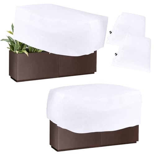 timoplus 2 Stück Blumenkasten Pflanzenschutzabdeckungen Rechteckige Pflanzkastenabdeckung, Winter Pflanzgefäß Frostschutzabdeckungen Taschen für Balkon Topfpflanzen Blumenkästen (Weiß-150x45x40cm)