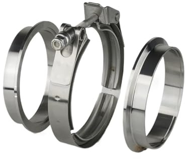 V-Band-Klemmen-Set, Schnellverschluss-V-Band aus Edelstahl 304 for Turbo-Auspuffrohre mit männlichen und weiblichen Flanschen(60mm 2.36 inch)