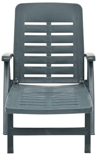 Tidyard Outdoor folding lounge chair, made of durable and weather-resistant green plastic, suitable for patios and gardens. Model48755