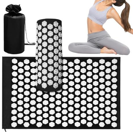 Massagematte für den ganzen Körper, neigbares Massagegerät für Hals und Taille, Yoga-Massagekissen, rosafarbene, rutschfeste Unterseite, für Lendenwirbelspannung, Stress, Männer, Frauen