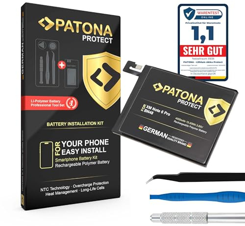 PATONA PROTECT Batteria ricambio per Xiaomi Redmi Note 6 Pro BN48 Smartphone – 4000mAh Li-Polymer con Sensore NTC, Protezione Sovraccarico e Scarica, con Kit Installazione