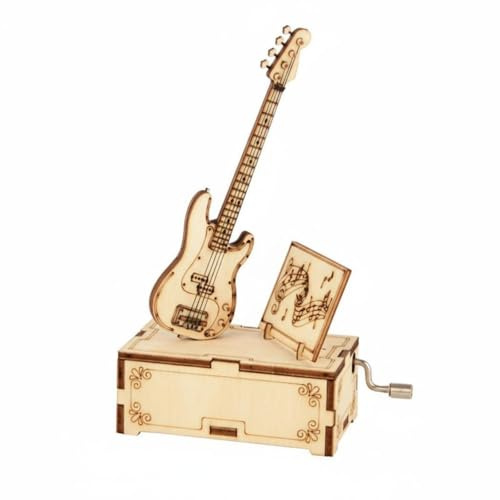 LeeQinersw Kit DIY Holzpuzzle Musikbox Bastelset als Kreatives Bauprojekt mit Musikalischer Untermalung Und Instrumentalen Designelementen für Kinder Erwachsene Musikecke, Electric Bass