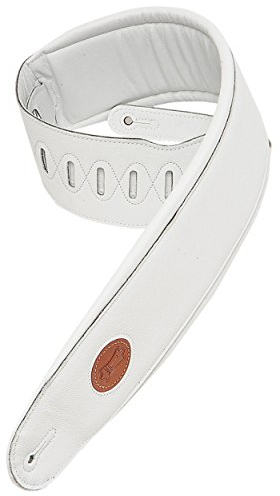 Levy's Leathers Ledergurt für Gitarre oder Bass | Breite 11 cm | Weiß | (MSS2-4-WHT)