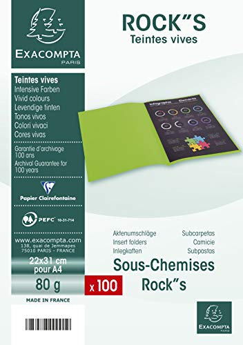 EXACOMPTA Paquet de 100 sous-chemises Rock's en carte 80 g, coloris gris