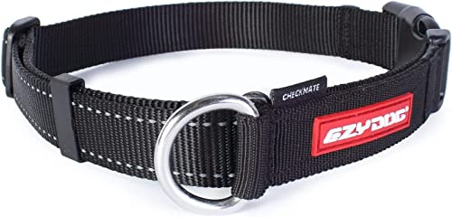 EZYDOG Checkmate Dog Collar | Dog Collar Small, Medium, Large Dogs, Reflective Dog Collar, Supreme Comfort, Soft Neoprene Material, Strong Nylon (Black)