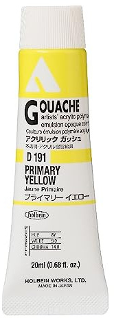Holbein Acryla Gouache Artists Acrylic Polymer Emulsion, 20ml Primary Yellow (D191)