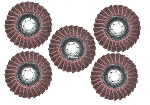 5 Stück 125mm Polierfächerscheibe Mittel/Medium Vlies Polierscheibe, 22.23mm, Polier Scheibe.