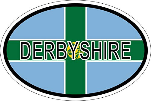 Akachafactory Sticker oval flag vinyl country code uk county derbyshire