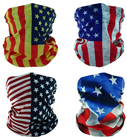 SMEHCF 4 Multifunktionstuch Gesichtsmaske Motorradmaske Sportmaske Sturmmaske Maske Halsmanschette Schal Bandana für Damen Herren US USA Amerikanische Star Flagge