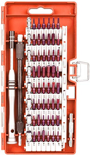 OLRIKE 60 in 1 Precision Screwdrivers Set, with Magnetic 56 bit S2 Steels Screwdriver Bit Sets, Repair forLaptop, MacBook, Mobile, Phone Xbox, Glasses(Orange)