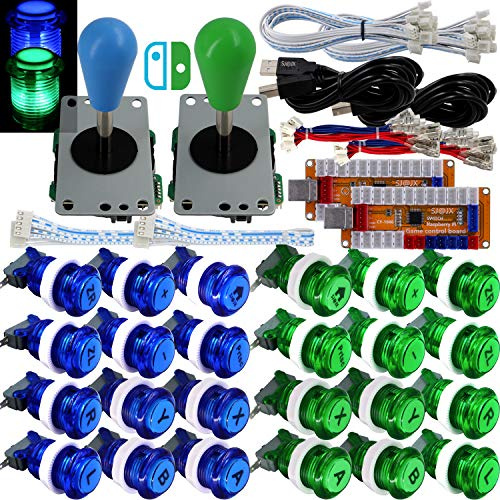 SJ@JX Arcade Game LED Controller Lamp USB Encoder 2 Player Gamepad Microswitch Light Button 8way LED Joystick for Nintendo Switch PC PS3 Retropie Raspberry Pi MAME