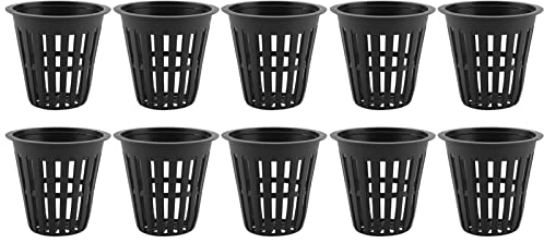10 Pezzi di Tazze da Giardino in Rete Vasi da Fiori, Vasi da Vivaio in Plastica per Piante, Cesto Rotondo in Rete Pesante per Piante Vivaio Coltiva Forniture per Idroponica,4,8 cm/1,88 pollici(Nero)