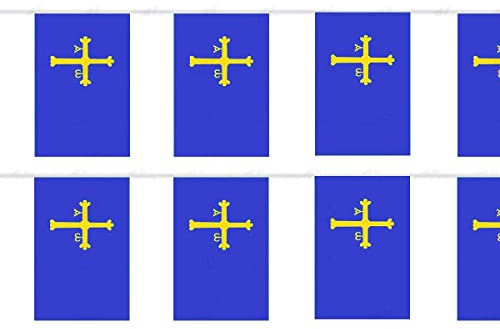 Durabol Cadena De Bandera Asturias Comunidades autónomas de España 7 Banderin 20 X 30 CM - 5 Metro