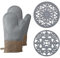 Domonic Home Oven Mitts and Pot Holders Sets, Silicone Oven Mitts Heat Resistant 600F, Soft Lining Good Grip Oven Mitts Sets, Oven Gloves and Silicone Trivet 4-Piece Set,Grey-A