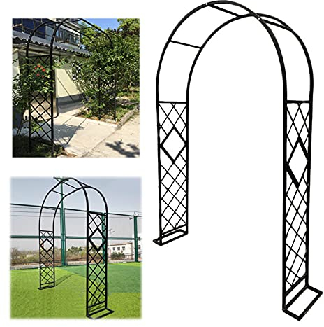 HLILY Rosenbogen Metall Rankgitter Torbogen Breite 1.4 M 1.8 M 2.2 M Rundbogen Gartenbogen Rankhilfe Wetterfest für Pflanzen zur Unterstützung von Rosen, Gartendeko, Schwarz