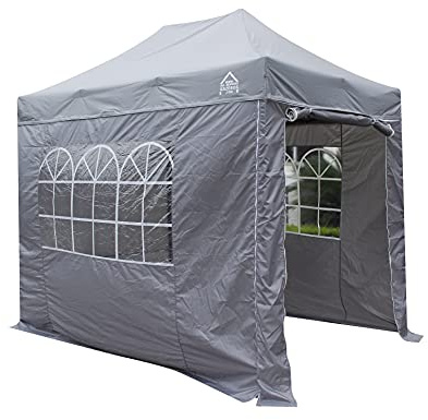 All Seasons Gazebos | 3x2m Pop Up Gazebo con 4 pareti laterali, pacchetto accessori e borsa con ruote | Resistente, completamente impermeabile, di alta qualità (Grigio metallizzato)
