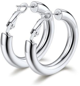 Bestyle Creolen Edelstahl Damen Klein Huggie Hypoallergen Ohrringe, Durchmesser 40mm, Silberne Helix Piercings Chirurgenstahl Ohrringe Ohr Schmuck für Frauen