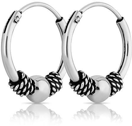 NKlaus Bali-Creolen, 925 Sterling Silber, 11 mm, Paar | 1,3 mm stark; Mittelalter- und Gothic-Stil