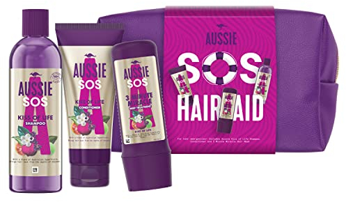 Aussie Set De Regalo SOS - Mascarilla Pelo Seco y Dañado, Acondicionador Pelo Y Champú - Hidratación Y Brillo Para El Pelo - 225/200/290 ml