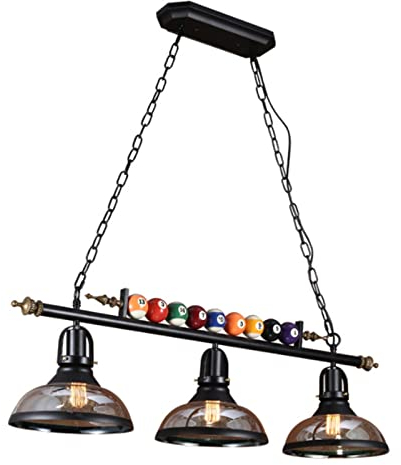Retro Pendelleuchte Billardlampe 3-Licht E27 Billard Pendellampe Industrielle Metall Hängelampe Glas Lampenschirm Kronleuchter Für Hall Club Bar Schlafzimmer Restaurant Beleuchtung Deko Deckenleuchte