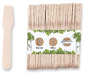 BIOZOYG porcionador para helado ecológico I 100 palitos de helado de madera I cucharas de postre de helado biodegradables I cuchara de madera desechable I cucharas de helado sostenibles