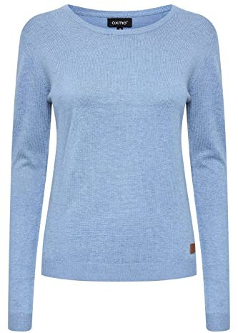 OXMO OXEdda Damen Strickpullover Feinstrick Pullover mit Rundhalsausschnitt, Größe:S, Farbe:Stonewash Melange (1739171)