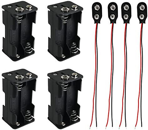 ZZLZX 4AA Batteriegehäuse-Set, 4 x 1,5 V AA-Batteriehalter und I-Typ-Batterie-Schnappverbinder-Kit