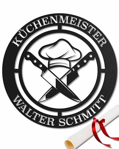 Zunftzeichen Koch – Personalisiertes Metallschild, Stilvolle Küchenwanddekoration, Symbol für Gastronomie, Ideal für Restaurants & Kochschulen, Maßgefertigtes Geschenk für Küchenchefs