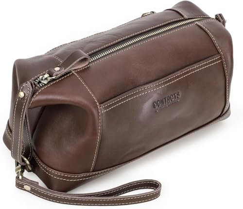 Contacts Trousse de Toilette en Cuir pour Homme et Femme, Pochette pour Vacances, Voyage, Trousse de Toilette Maquillage, Organiseur d'articles de Toilette, Portefeuille