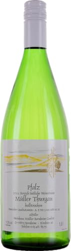 Weinhaus Müller Bornheim 1 L Flasche Pfälzer Weißwein Müller Thurgau halbtrocken2023 - Qualitäts-Weißwein direkt vom Winzer, Anzahl:1 Flasche