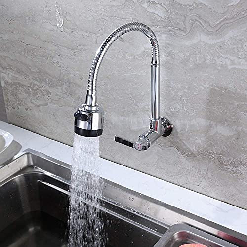 Badarmatur, in die Wand Wasserhahn kann Mopp Pool einzelne Kaltwasserhähne Küche zum Aufhängen an der Wand Waschbecken Wasserhahn/Silber drehen good