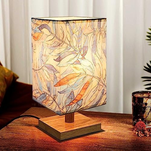 MUCHER Bedside Table Lamp Nightstand Bedroom Lamp with White Fabric Shade Small Bedside Lamp for Bedroom Living Room Office LED Bulbs Included (Transitional)