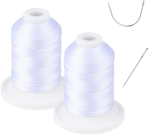 Resistente a los rayos UV – Simthread 100% poliéster unido hilo Tex 69 (12 wt) – 225 yardas x 2 carretes NP-blanco