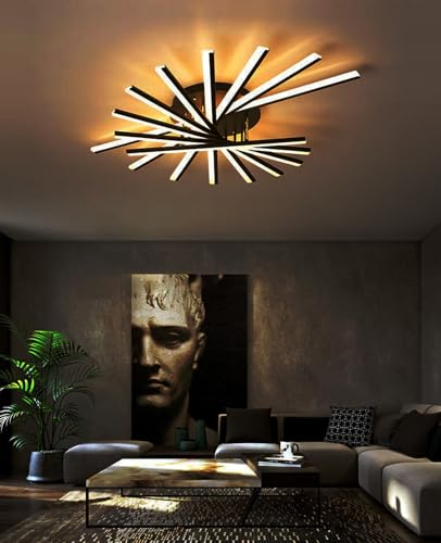 QAZPLM LED Deckenlampe schwarz,gold dimmbar Eisen deckenlampen modernes Design Deckenlampen 9600LM LED wohnzimmer deckenlampen Geeignet für Esszimmer Schlafzimmer Büro