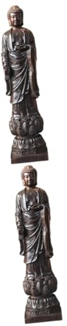 HOMSFOU 2st Goldene Krötenverzierung Zen-Buddha-Statue Kuan-Statue Meditierende Buddha-Statue Holzbuddha Stehend Göttin Buddha-Statue Aus Holz Holzdekor Haushalt Adlerholz Stehender Buddha