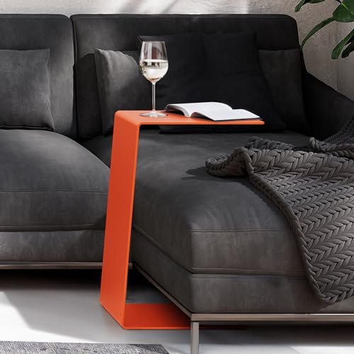 RHEINKANT KÖBES Design Beistelltisch Orange, Made in Germany, Beistelltisch Couch C Form aus hochwertigem pulverbeschichtetem Stahl. Exklusiver Couchtisch, Sofatisch, Modern, Nachttisch